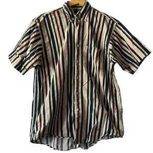 Honors Striped Button Up Short Sleeve Casual Shirt Colorful Men's‎ Medium